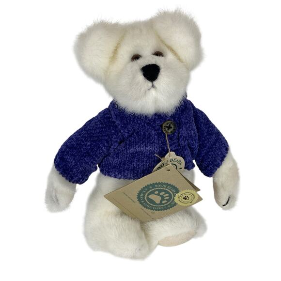 Boyds Collection Other - Boyds Collection 1999 20th Anniversary White Bear Plush Toy Blue Sweater 8"